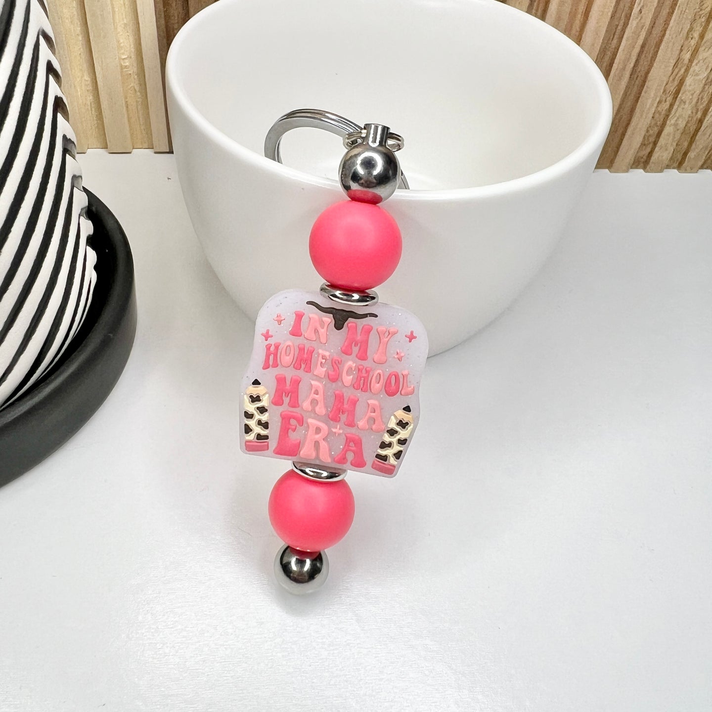 Homeschool Mama Era Silver Keychain Bar